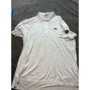 Peter Millar Shirt Men's‎ Large Solid White S/S Summer Comfort Stretch Golf Polo